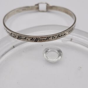 Elegant  Sterling Silver Bangle Bracelet With Friendship inscription